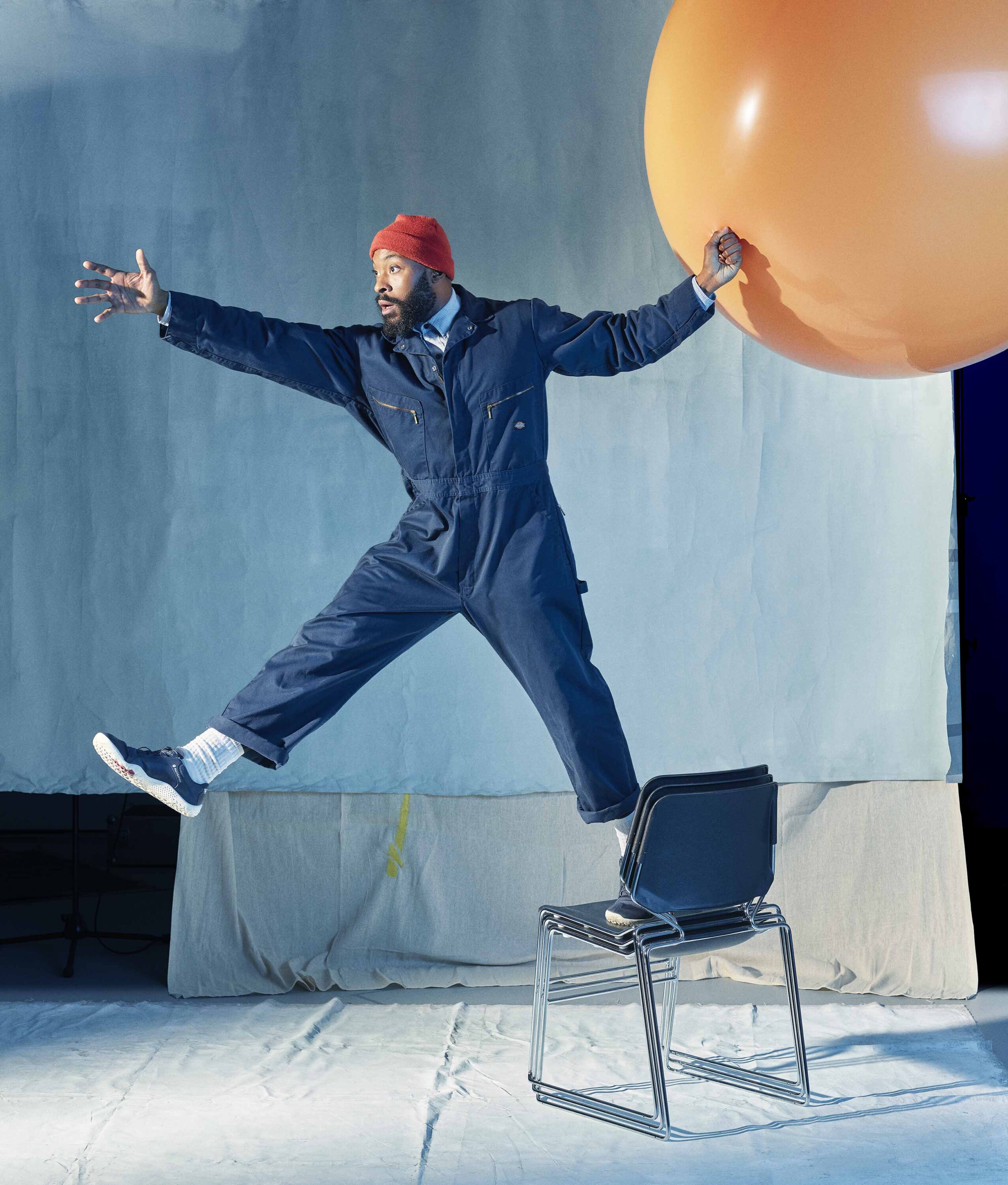 Arinze Kene with Orange Balloon